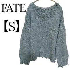 1点物✨FATE【S】ニットセーター 青系 カジュアル 前胸ポケット 可愛い