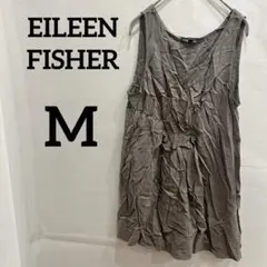 美品✨EILEEN FISHER シルクノースリーブワンピース【M】グレー