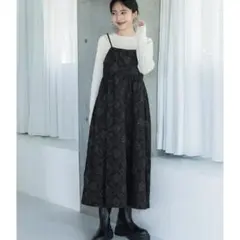 フラワーパターン ブラック キャミワンピース