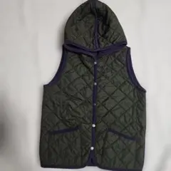 リバーシブルキルティングベスト フード付き