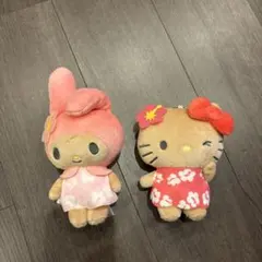 日焼けキティ　日焼けマイメロ　キーホルダー