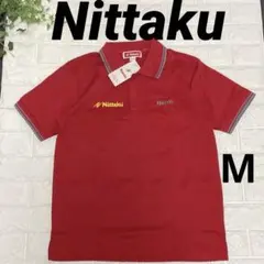 新品タグ付　Nittaku 卓球ウェア男女兼用Mサイズ 赤半袖ポロシャツニッタク