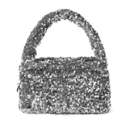 ☆美品 スパンコールベロアハンドバッグ[tr747] シルバー GRLのサムネイル