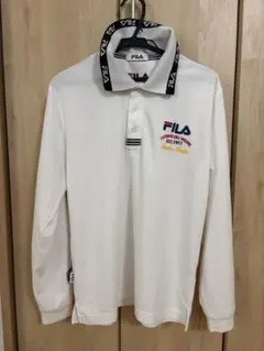 FILA 長袖ポロシャツ ロゴ ホワイト Sサイズ