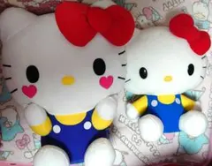 サンリオ　ハローキティ　ぬいぐるみ　レトロ　ブルー　大きめサイズ