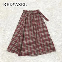 レディアゼル　ロングフレアスカート　レッド　チェック柄　レトロ風　春　フェミニン