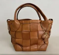 robita　ロビタ　ハンドバッグ　レザー　ブラウン　編み込み　本革