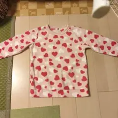 キッズ 長袖カットソー ハート柄 ピンク