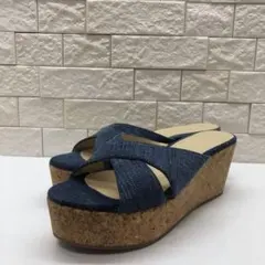 R00393｜バーニーズニューヨーク｜サンダル｜美品｜デニム｜コルク｜箱ありのサムネイル