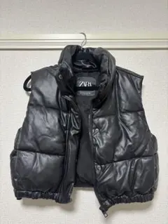 ZARA レザー ベスト ダウン ショート丈
