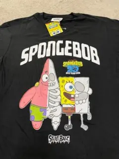 M スポンジボブ シークレットベース　 tシャツ ブラック 新品　半袖　ボブ