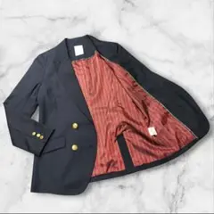 く*ぷ様 金ボタン 紺ブレテーラードジャケット 裏地ストライプ М PAGEBO