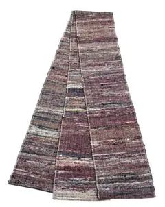 ユ212半幅帯 裂織 横断模様 正絹 着物帯　仕立て上り