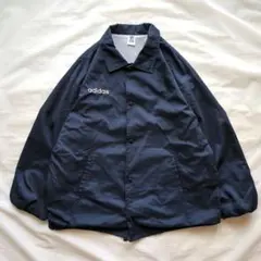 90s adidasコーチジャケット ナイロン 刺繍 オーバーサイズ デサント製