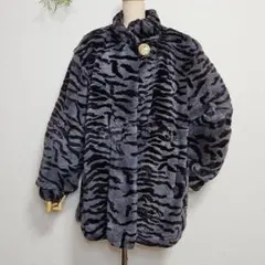 希少デザイン　ゼブラ柄　シェアードミンク　ハーフコート　毛皮　excimerのサムネイル