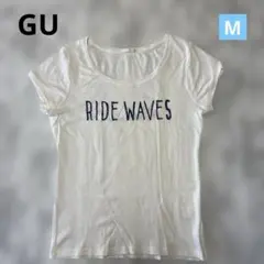 【GU 】レディース　半袖シャツ　ホワイト　襟ぐり広めシャツ