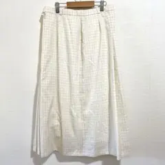 ホワイト チェック柄 ロングスカート サイズ40 L