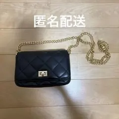 GU ブラック キルティング ショルダーバッグ