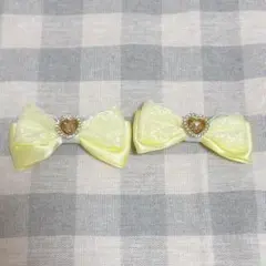 ヘアクリップ　リボンクリップ　量産型　地雷系　イエロー　黄色　ビジュー　推し色