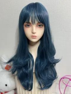 新品-未開封-青色 ロング ウィッグ ネイビー 前髪あり ブルーc44