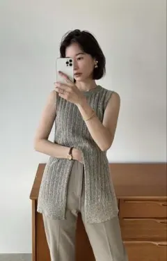 ニット/セーター CLANE CENTER SLIT NO SLEEVE KNIT TOPS CLANE - センタースリットノースリーブニットトップス - CENTER SLIT