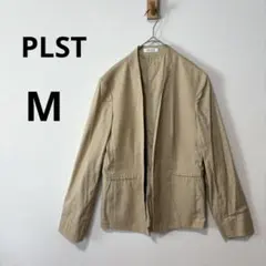 美品 PLST プラステ M ベージュ リネンブレンドノーカラージャケットのサムネイル