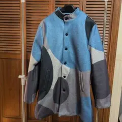 メンズ幾何学模様 ボタン付きコート