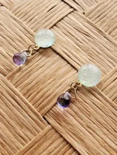 琉球ガラスとチェコガラスのピアス☆No.791