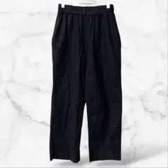 ワイドパンツ ブラック 黒 ウエストゴム 楽ちん ストレート 無地 カジュアル
