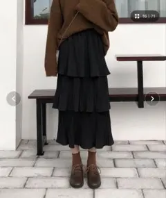 SHEIN ティアードスカート 黒