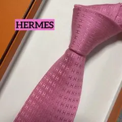 エルメス　ネクタイ　ピンク　H柄H織ファソネ　派手　結婚式