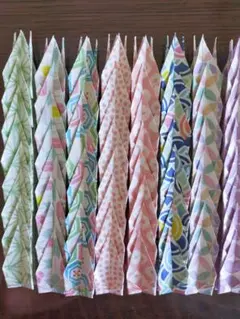 パステルかわいい　和紙千代紙　折り鶴64羽　文様