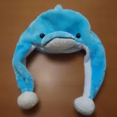 イルカ型フリース帽子 水色