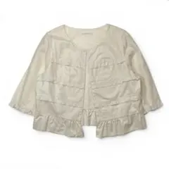 ローズティアラ 46 フリル ジャケット コットン 大きいサイズ 白 4L