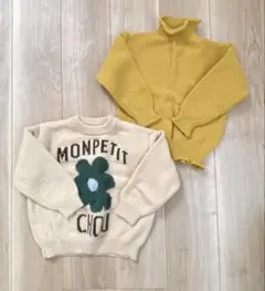 新品　花柄とマスタードイエローのセーター2点セット　100cm