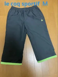 le coq sportif ジャージパンツ ハーフ丈 黒/緑　レディースＭのサムネイル