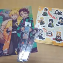 鬼滅の刃 下敷き　ものさし2本とステッカーセット
