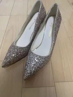 美品 グリッターパンプス ブライダルシューズ