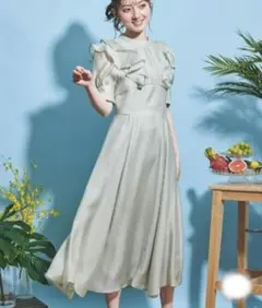 《専用！》]ノエラ ワイドウエストフリルワンピース ライトグリーン Noela