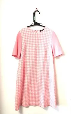 Cynthia Rowley ハウンドトゥース柄 千鳥柄　半袖ワンピース　ピンクのサムネイル