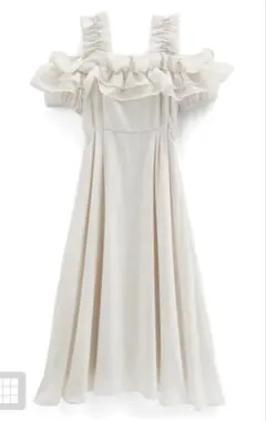 GRL フリルオフショルダーフレアロングワンピース