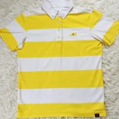 ニューバランスゴルフ　半袖ポロシャツ　ボーダー　サイズ1 スニーカーワッペン