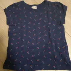 petit main チェリー柄 Tシャツ ネイビー