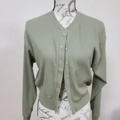 GU　リブ　クルーネック　長袖カーディガン　ショート丈　Sサイズ