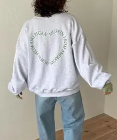 american muffin ハートロゴ オーバーサイズスウェット グレー