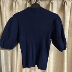 神戸レタス　ハイネック　パフスリーブ　ニット　ネイビー　美品