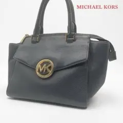 MICHEAL KORSマイケルコース ハンドバッグ MKロゴ レザー ネイビー