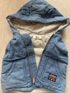 ☆3回着用美品☆BeBeベビー くま耳フード付中綿ベスト 定価約7,000円秋冬