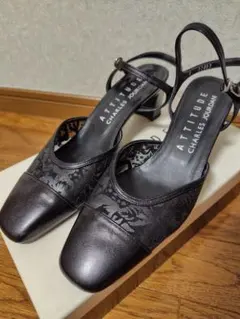 CHARLES JOURDAN ブラックサンダル　23.5cmのサムネイル