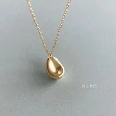 51｜ ぷっくり しずく ドロップ ネックレス マット ゴールド アクセサリー